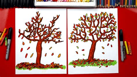 draw  fall tree art  kids hub