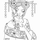 Coloring Pages Colouring Adult Instagram Book Printable Sheets Asian Cute Adults People Color Culture Asia Books Girl Oriental Amazon Sketches sketch template