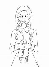 Addams Morticia Lineart Wednsday sketch template