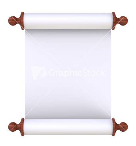 scroll paper  wooden handles  white stock image