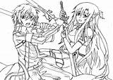 Coloring Sword Anime Pages Para Asuna Kirito Imagenes Pintar Drawings Designlooter Library 16kb sketch template