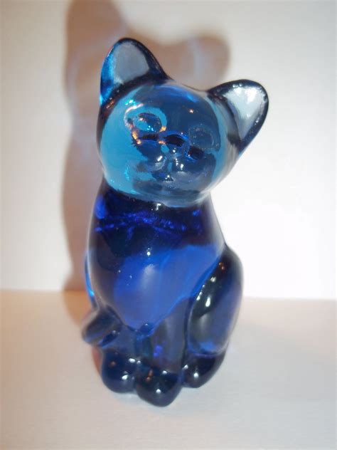 Fenton Glass Twilight Blue Mini Kitten Cat Sample Figurine