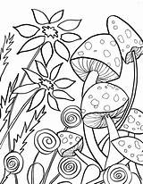 Mushroom Garden Coloring Pages Downloadable Dea Lenihan Artsy Click Color Drawing Kindergarten sketch template