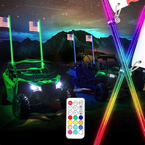 led whip lights offroadtown pcs ft remote control spiral lighted
