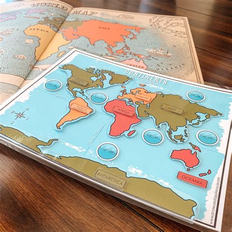 continents oceans printable puzzle world geography map etsy espana