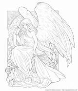 Angel Coloring Pages Adults Adult Angels Color Printable Getcolorings Guardian Anime Devil Getdrawings Colorings sketch template