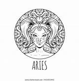 Aries Zodiac Horoscope sketch template
