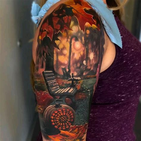 tattoos autumn tattoo halloween tattoos fall leaves tattoo