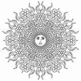 Mandala Coloring Zum Ausdrucken Sonne Sun Ausmalen Book Mandalas Eine Pattern Color Ein Das Besteht Aus Und Vorlagen Von Blüten sketch template