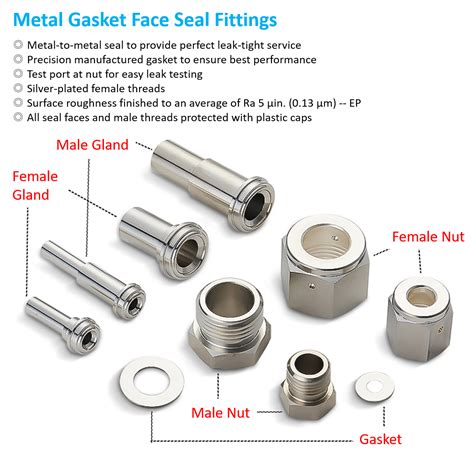 vcr fitting male female long gland nut gasket stainless steel  ep