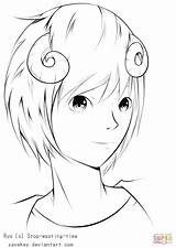 Anime Coloring Boy Pages Ryo Boys Printable Drawing sketch template