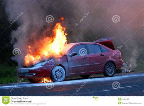 burning car stock image image  loss burning burns