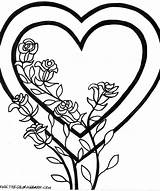 Coloring Pages Heart Rose Valentines Visit Roses Valentine sketch template