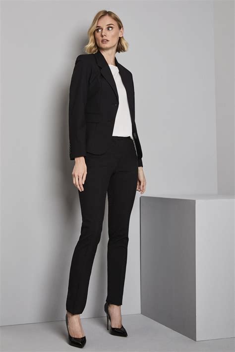 womens qualitas  button jacketstraight leg trouser suit black