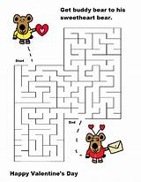 Valentine Mazes Valentines School Maze Kids Teddy Easy Happy Bear Coloring Bears Church House Pages Teachers sketch template