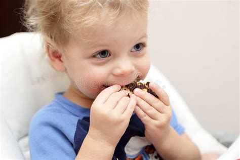 toddler eating pancake stock image image  hungry eating