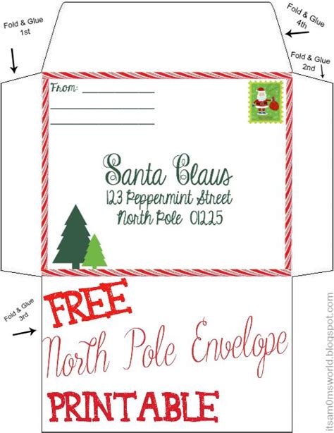 north pole envelope template  printable christmas list