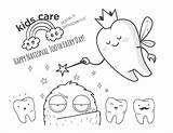 Tooth Fairy Coloring Kids Visits Fun Dental Toothfairy sketch template