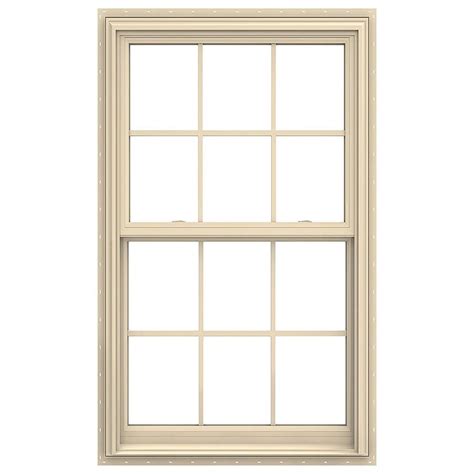 jeld wen   vinyl  construction almond exterior double hung window rough opening
