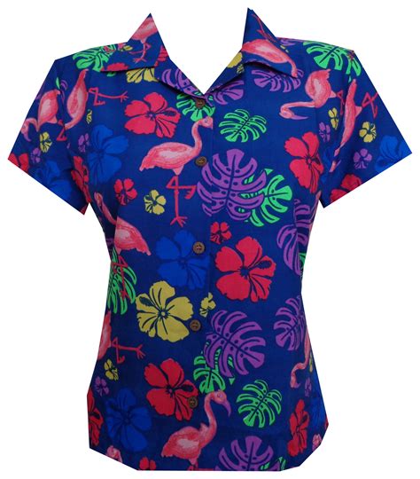 hawaiian shirt women flamingo leaf print aloha beach blouse ebay