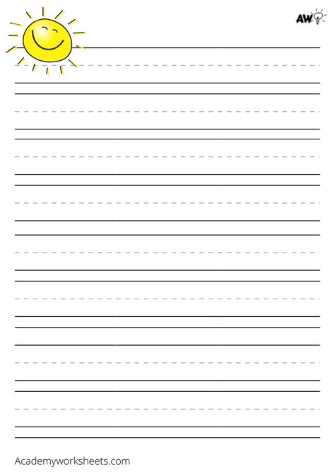 printable lined paper  kids academy worksheets