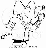 Clipart Detective Magnifying Elephant Glass Using Cartoon Cory Thoman Outlined Coloring Vector 2021 sketch template