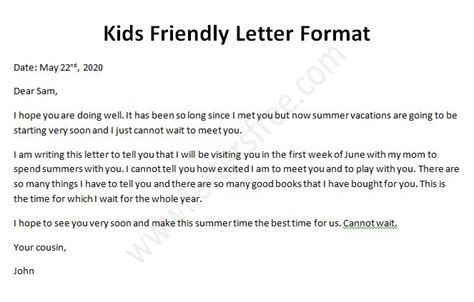 kids friendly letter   write  friendly letter