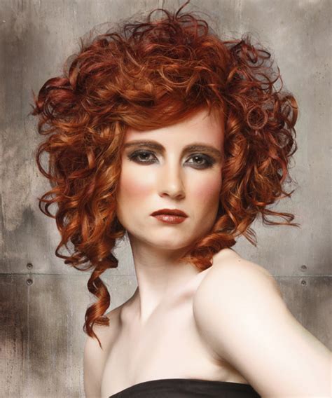 Medium Curly Formal Hairstyle Ginger Red Hair Color