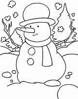 Coloring Pages Winter Snowman Kids Season Cold Weather Snowy Christmas Printable Preschool Scarf Hat Field Funny B015 Print Birds Bestcoloringpages sketch template