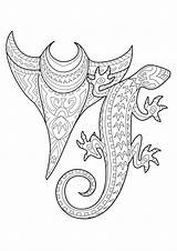 Coloring Tatouage Polynesian Punga Tatuajes Disegni Tatuaggi Tama Nga Colorare Adultos Polynesien Coloriages Tatoo Malbuch Erwachsene Adulti Tatouages Justcolor Lizard sketch template