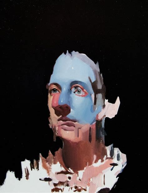 image   person  blue paint   face   words modern