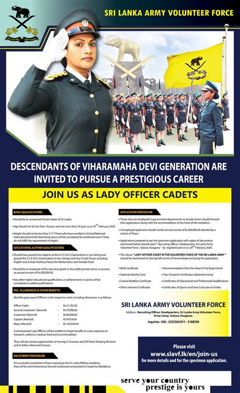 Lady Officer Cadets Sri Lanka Army Volunteer Force 2020