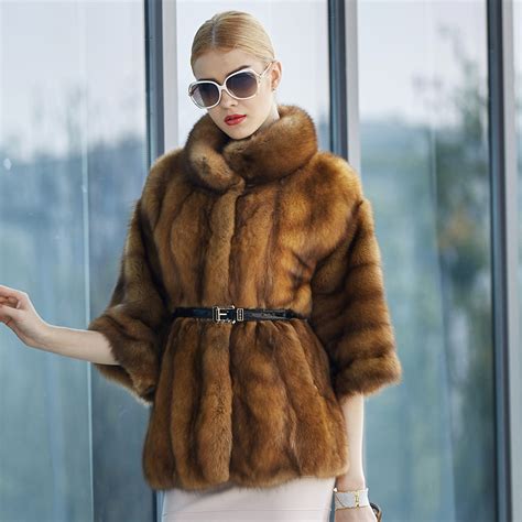 genuine mink fur coat women russia sable mink luxury marten real fur