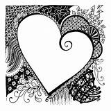 Zentangle Heart Patterns Tangled Stencils Outlines Shadows Vorlagen Choose Board Doodle sketch template