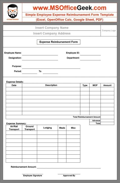 reimbursement form template word beautiful employee  vrogueco