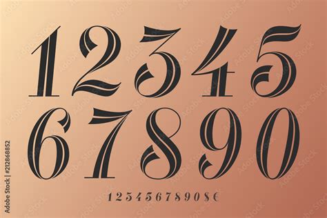 fototapeta czcionka liczb klasyczna elegancka czcionka  numerami