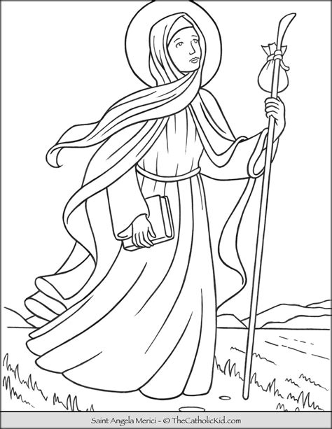 saint angela merici coloring page thecatholickidcom