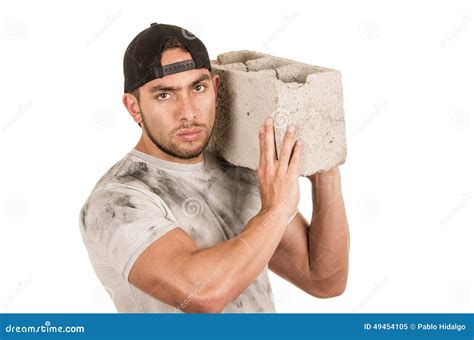 Young Muscular Latin Construction Worker Stock Image Image Of Skilled