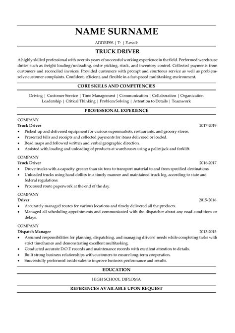 truck driver resume  writing tips freesumes riset