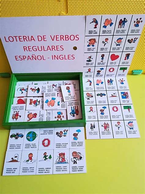 lotería verbos regulares español inglés material didáctico 129 00