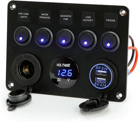 gang   marine ignition toggle rocker switch panel waterproof  digital voltmeter
