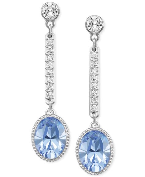 swarovski rhodium plated light sapphire crystal drop earrings  blue lyst