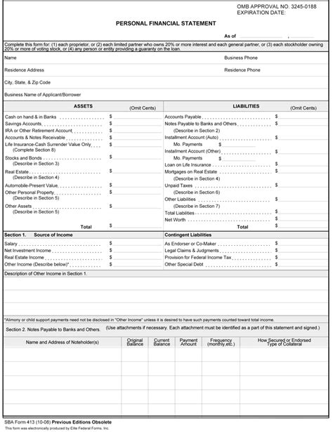 personal financial statement templates spreadsheets