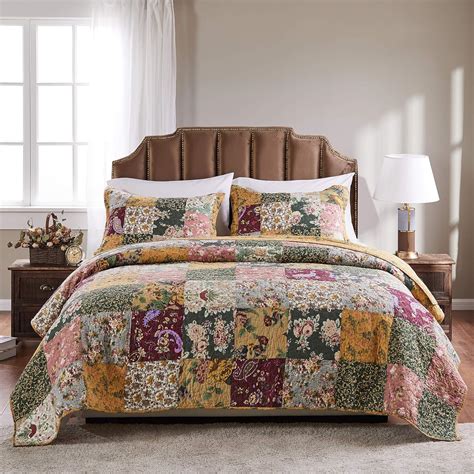 california king quilts sets amazon  greenland home maui quilt set
