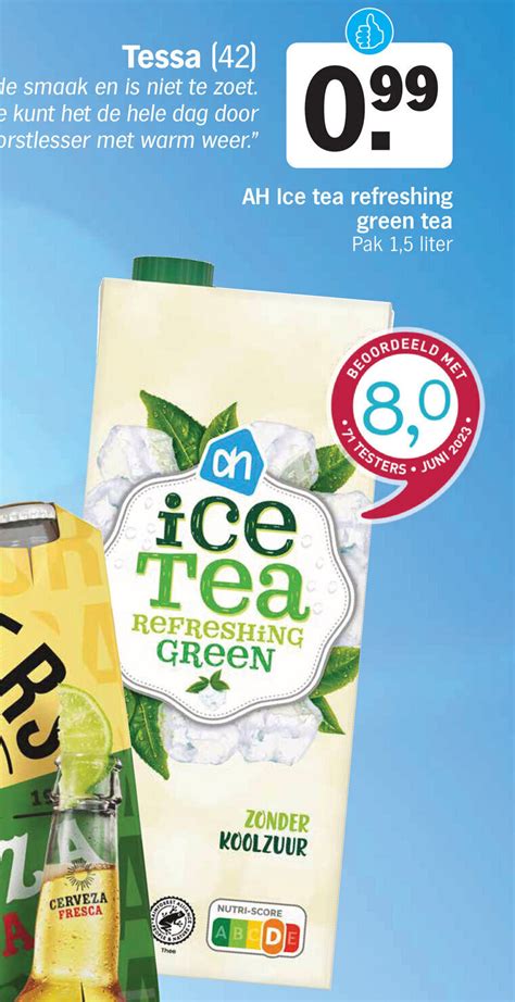 ah ice tea refreshing green tea pak  liter aanbieding bij albert heijn