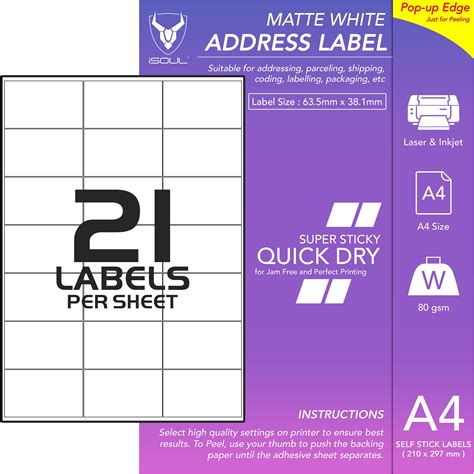 address labels  print  labels  sheet mm  mm isoul