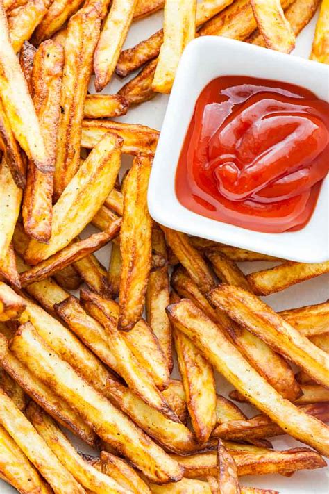 air fryer french fries crispy healthy plated cravings
