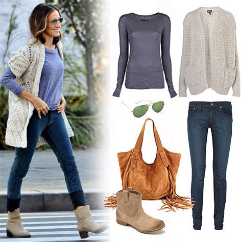 sarah jessica parker in skinny jeans and sweater popsugar fashion