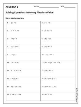 solving linear equations worksheets   stem master tpt