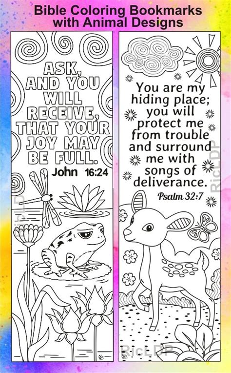 set   bible coloring bookmarks  animal characters cute animal